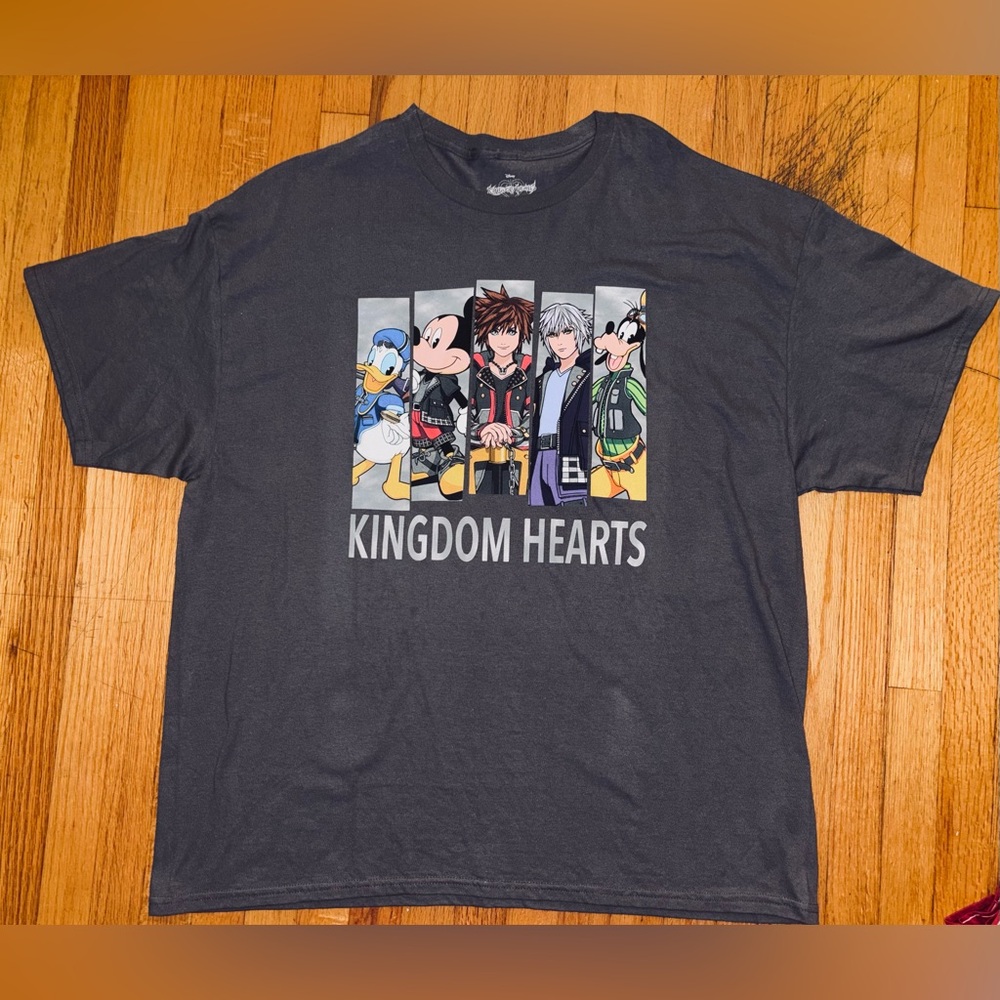 Disney Kingdom Hearts Mickey Donald Goofy Sora Riku Gray Unisex XXL T-Shirt